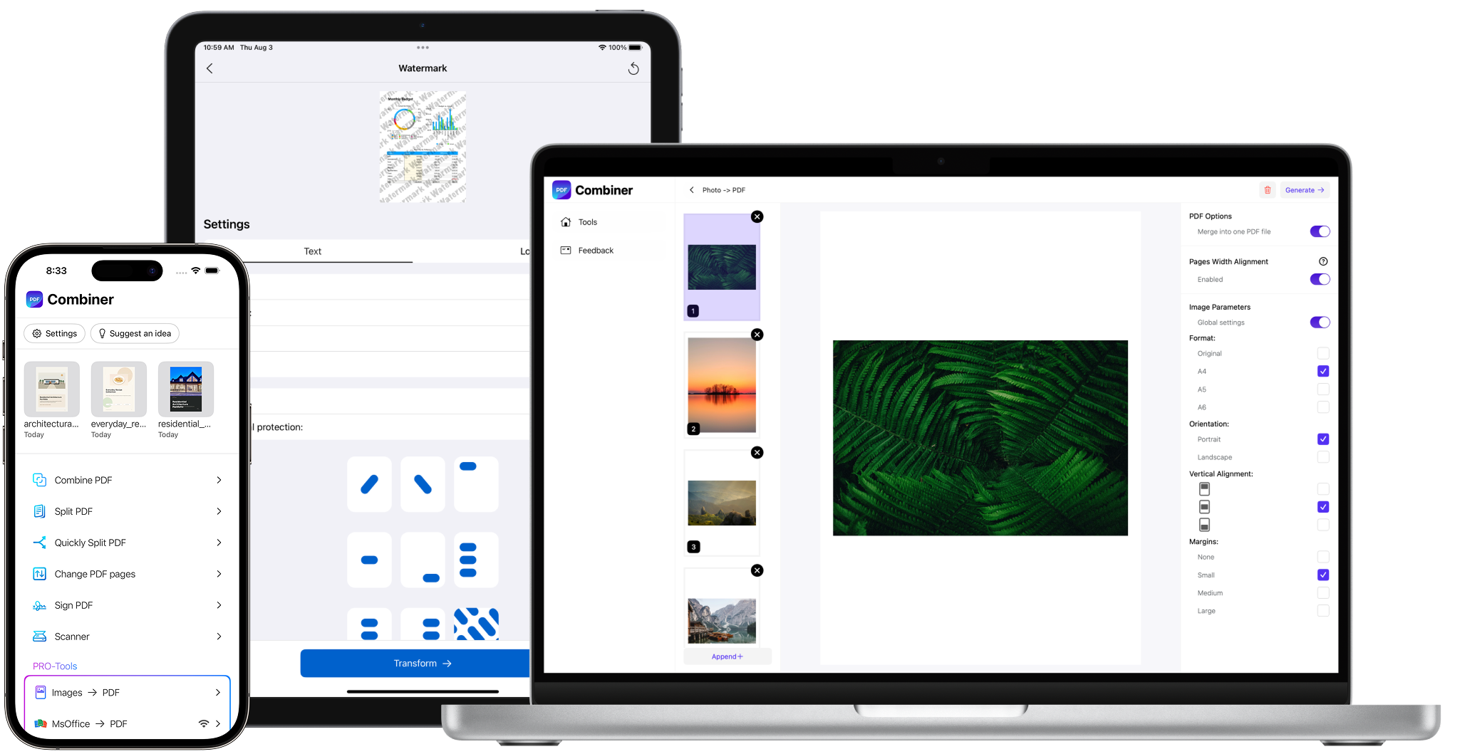 PDF Combiner on iPhone, iPad and Mac